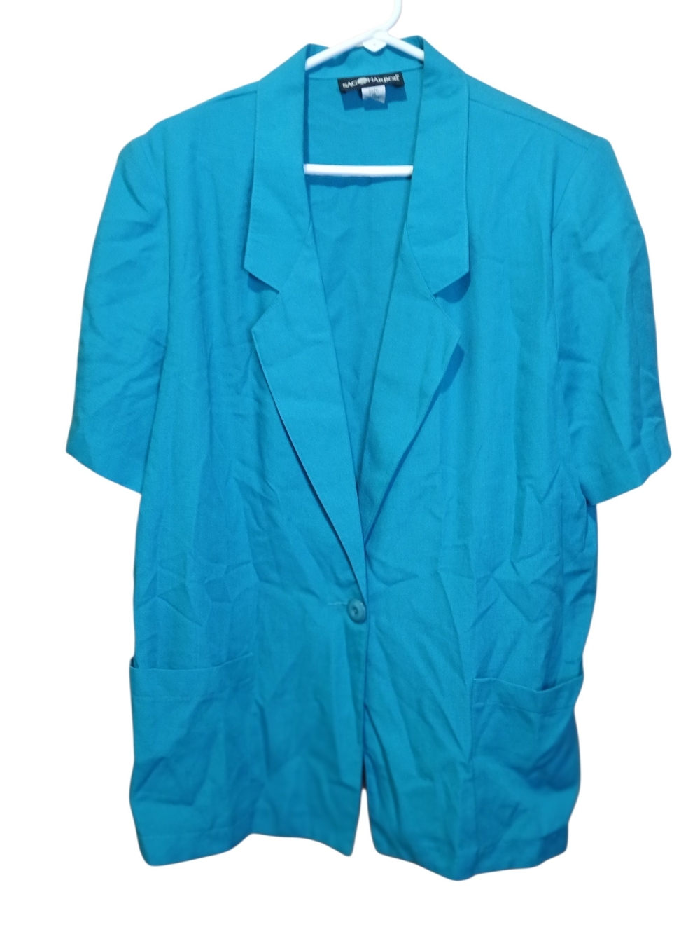 Sag Harbor Teal Short-Sleeve Blazer P2p:24" LENGTH:30
